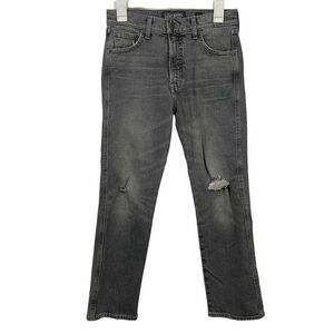 Lucky Brand Grey Wash Distressed Authentic Straight Leg Crop Jeans